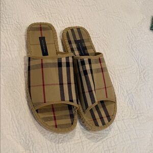 Burberry Plaid Slide Sandals Espadrille Size 40